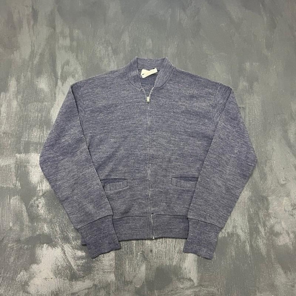 Vintage BrookField Zip Up Cardigan Mens Medium Blue 1960s